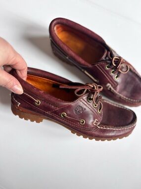 Timberland Boat Shoes Burgundy Leather Size 7.5 Mens Classic